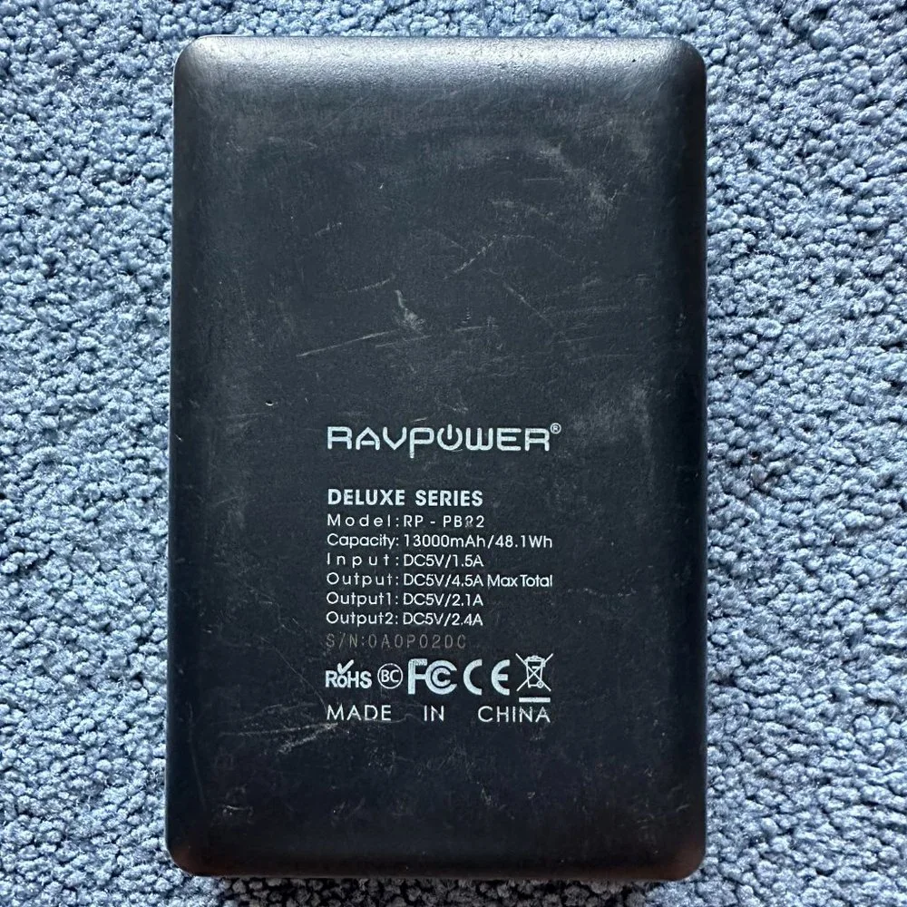 RAVPower Black & Silver 13000 MAh Portable Charging Power Bank